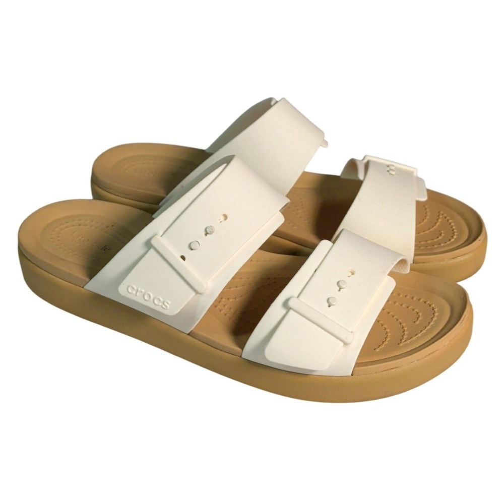 Crocs LiteRide Brooklyn Buckle Low Low Sandals Womens Size 10 White Comfort Boho